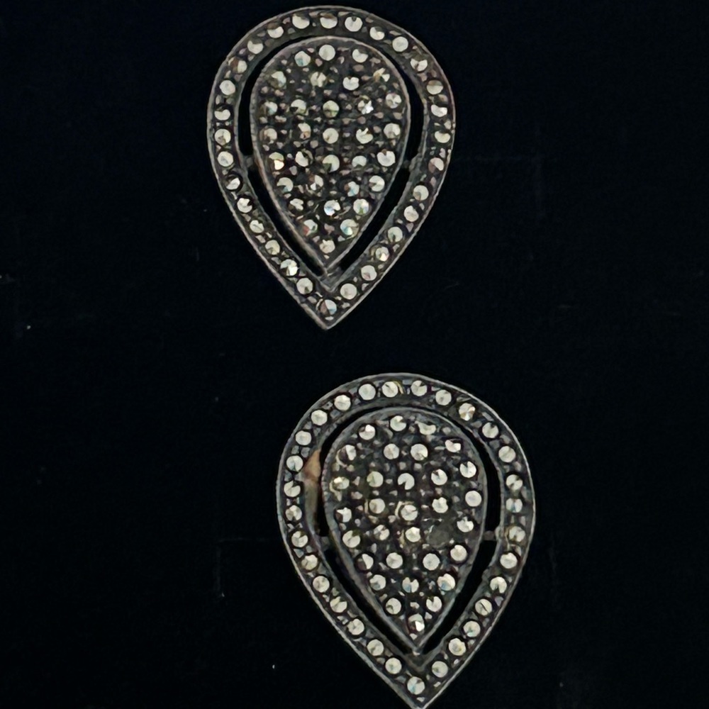 Vintage JUDITH JACK Sterling Silver & Marcasites Teardrop Earrings